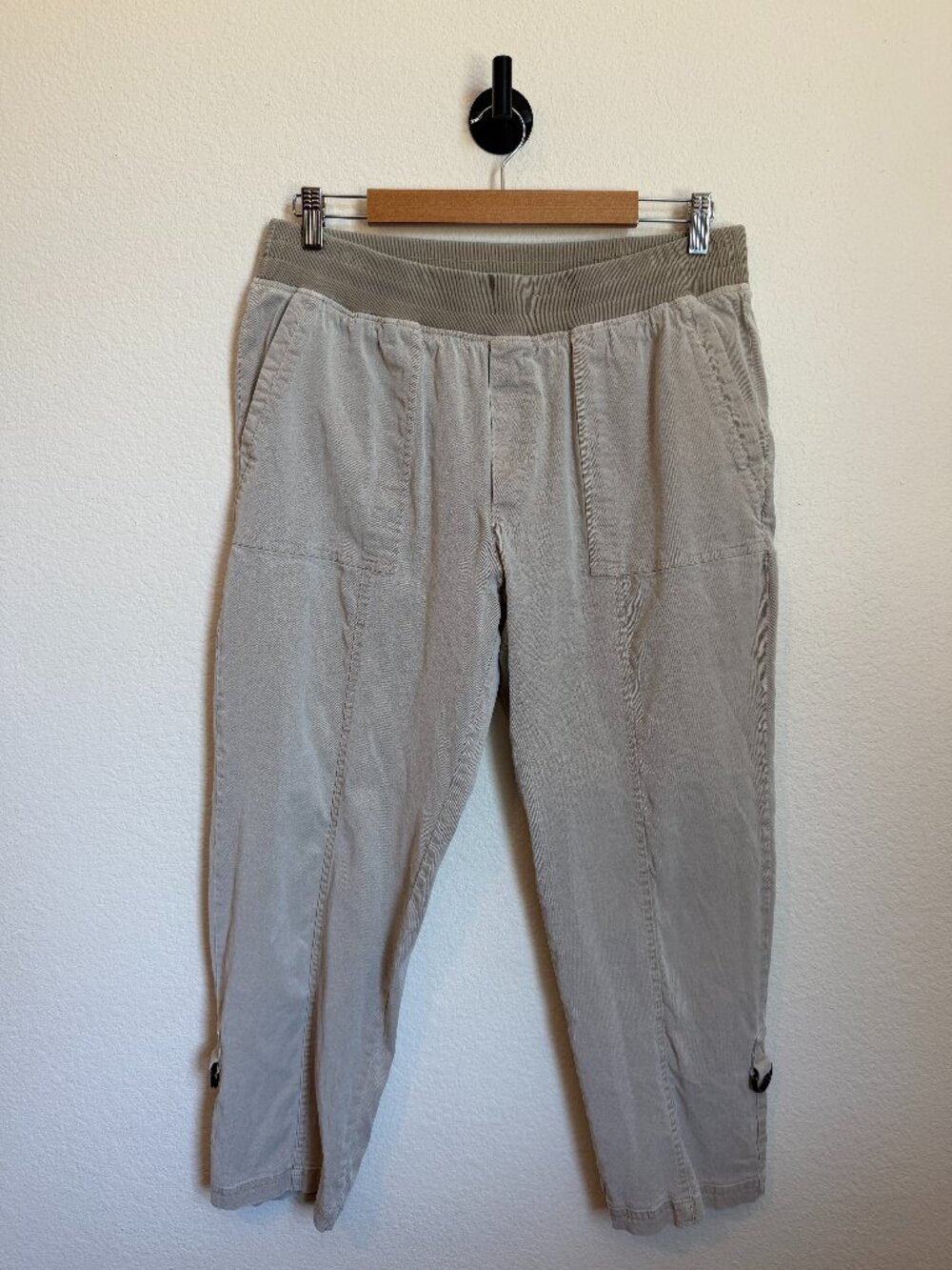 Soft Surroundings Medina Roll Up Pants Beige Utility Pull On Size Large - Picture 2 of 7